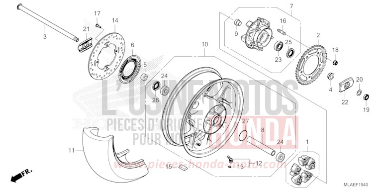 HINTERRAD von CMX 1100 "Rebel" GUNMETAL BLACK METLLIC (NHC52) von 2024